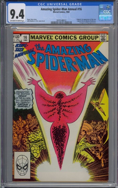 AMAZING SPIDER-MAN ANNUAL #16 CGC 9.4 1ST MONICA RAMBEAU 8012 