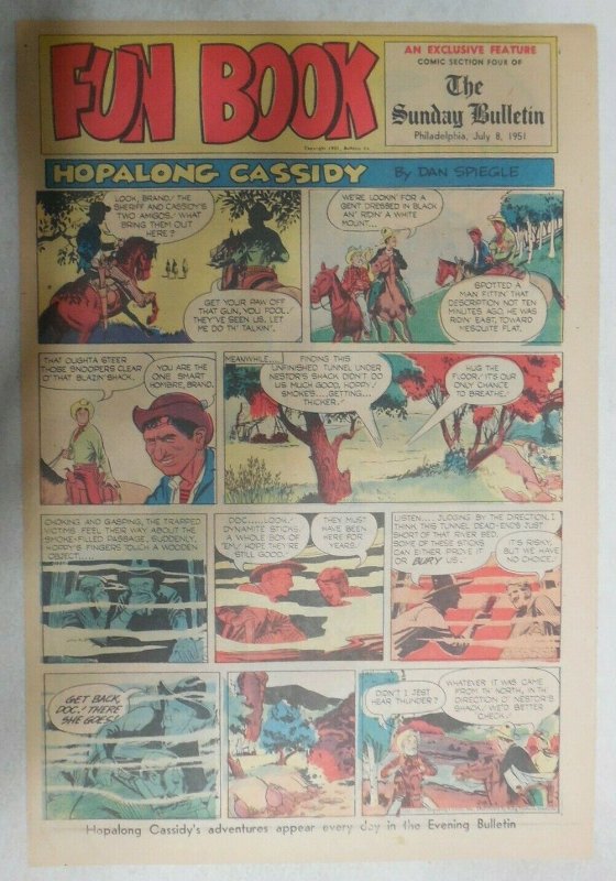 Hopalong Cassidy Sunday Page by Dan Spiegle from 7/8/1951 Size: 11 x 15 inches