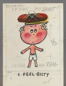 BELATED BIRTHDAY Cartoon Boy in Hat 4.5x6.5 Greeting Card Art #BB1637