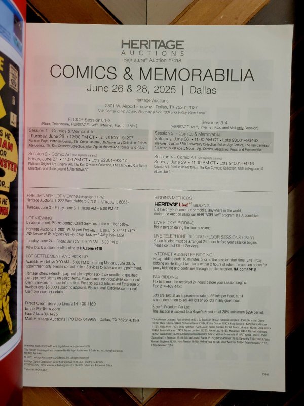 Heritage Auctions: Comics & Memorabila Catalog - Jun 26-29, 2025 Fantastic Four