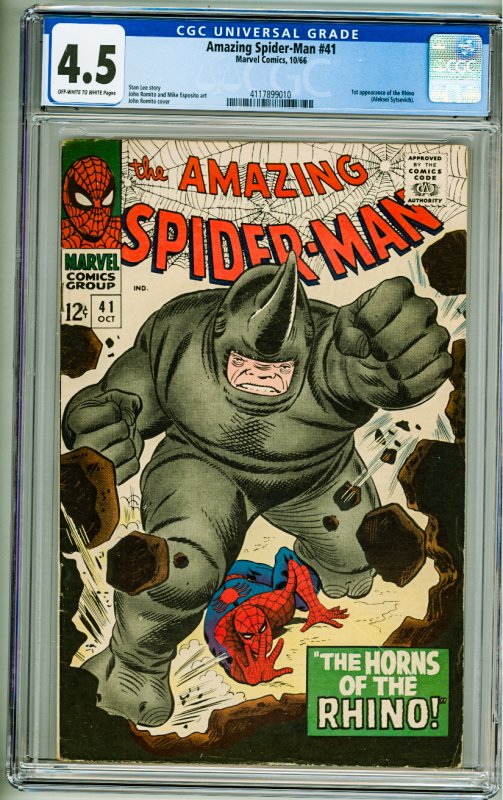 Amazing Spider-Man #41 CGC 4.5! OWW Pages! 1st Appearance of the Rhino!