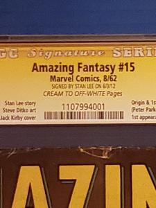Amazing Fantasy 15 CGC - First Spider-Man Signed Stan Lee!