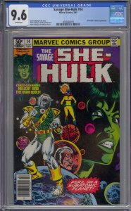 SAVAGE SHE-HULK #14 CGC 9.6 NEWSSTAND MAN-WOLF HELLCAT WHITE PAGES