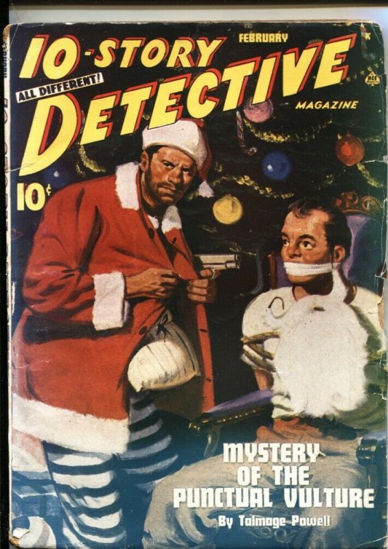 10-STORY DETECTIVE--FEB 1946--CHRISTMAS CRIME & MYSTERY PULP---SANTA CLAUS BO...