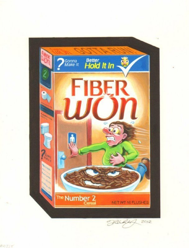 Wacky Packages Color Art - Fiber Won - Signed art by Fred Wheaton