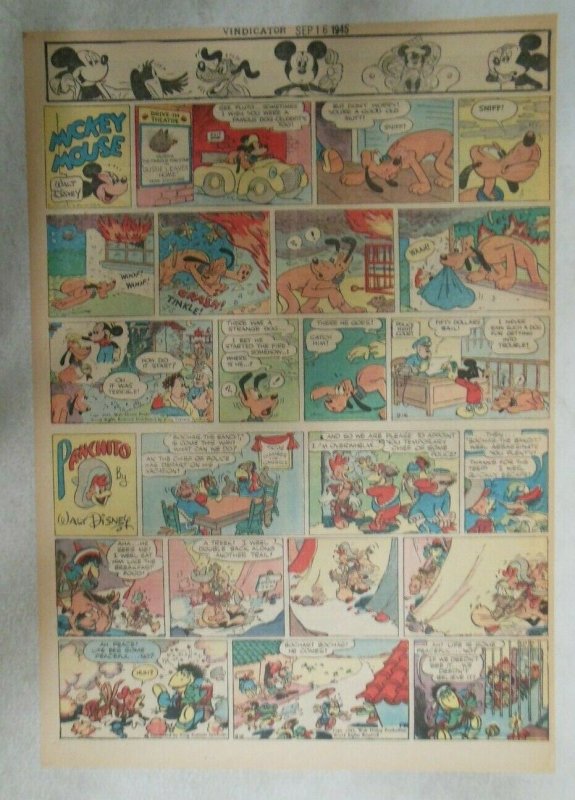 Mickey Mouse Sunday Page by Walt Disney from 9/16/1945 Tabloid Page Size 