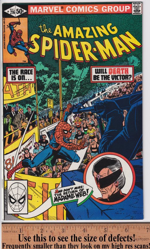 Amazing Spider-Man #216 (May 1981) VF+ 8.5, white, looks nicer!