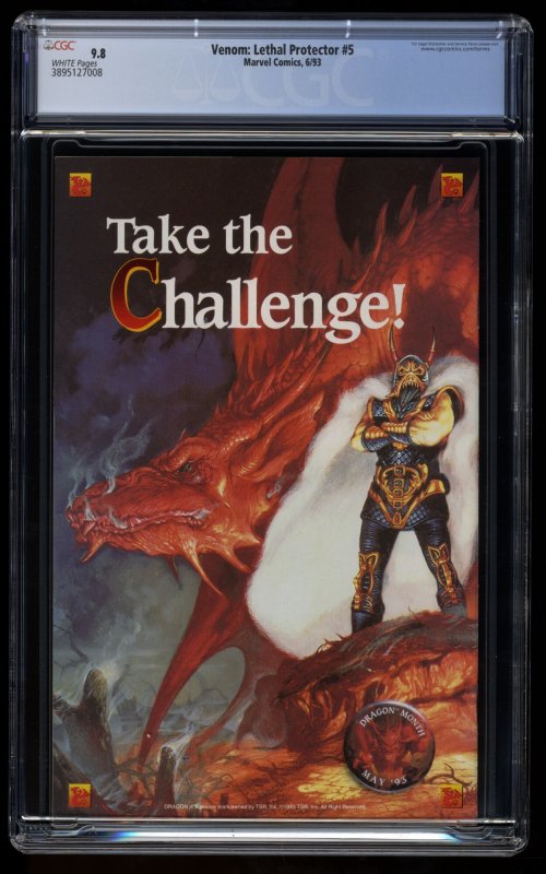 Venom: Lethal Protector #5 CGC NM/M 9.8 White Pages 1st Phage!