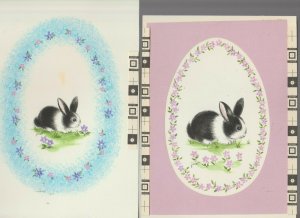 SON DAD Black White Rabbit w/ Flower Border 2pc 6x9 Greeting Card Art 2621 2755