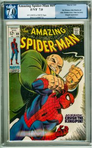 The Amazing Spider-Man #69 (1969) PGX 7.0! OWW Pages! Crack top left of slab