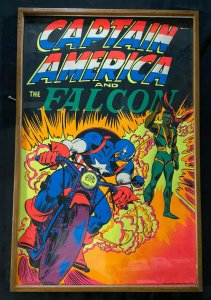 CAPTAIN AMERICA VINTAGE FRAMED BLACK LIGHT POSTER 1971