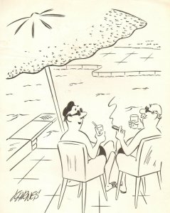 Karnes Original Art - Rich Guy by Pool Gag - 1960 - (9 x 11)