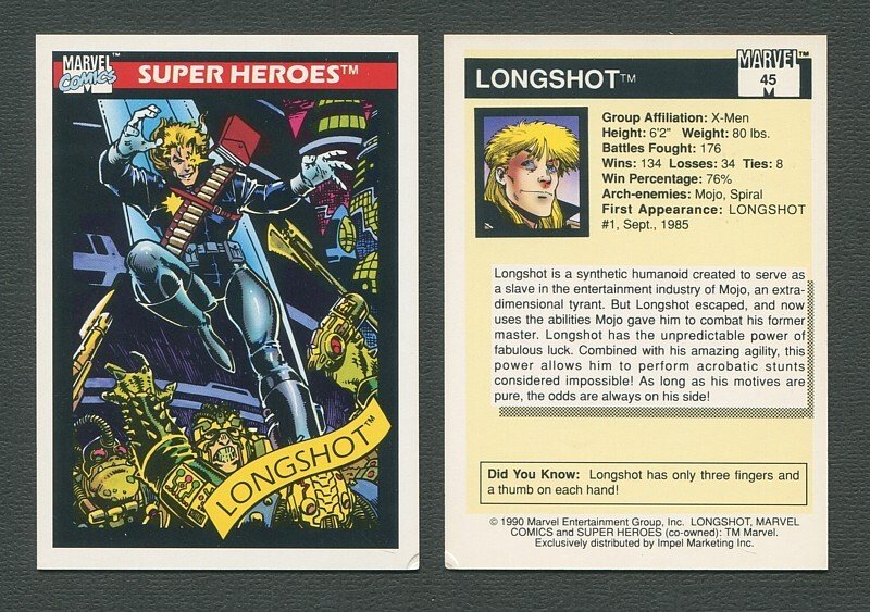 1990 Marvel Comics Card  #45 ( Longshot)  NM