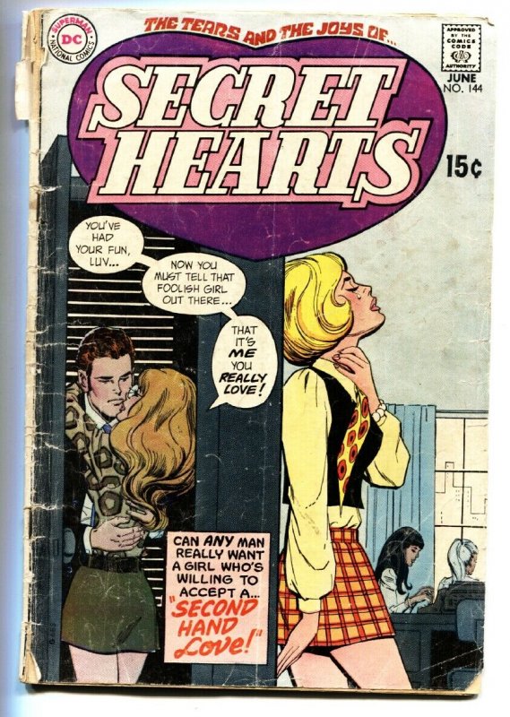 SECRET HEARTS #144 1970-DC ROMANCE-VG-SECOND HAND LOVE g