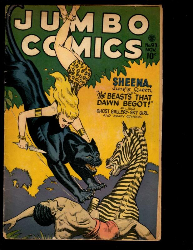 Jumbo Comics # 93 VG Golden Age Fiction House Magazine Comic Book Sheena NE3