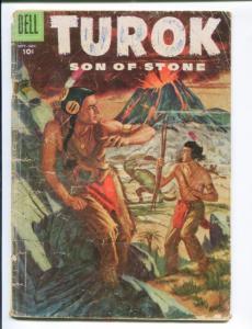 TUROK SON OF STONE #5-DELL-1957-DINSOSAUR COVER AND STORIES- RARE FAIR FR