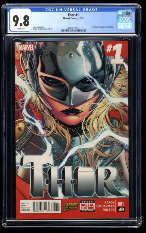 Thor #1 CGC NM/M 9.8 White Pages 1st Appearance Lady Jane as Thor!