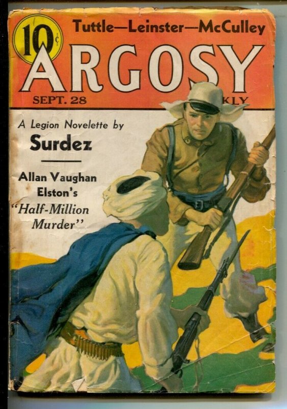 Argosy 9/28/1935-Foreign Legion cover& story-Pulp tales-Johnston McCulley Zor...