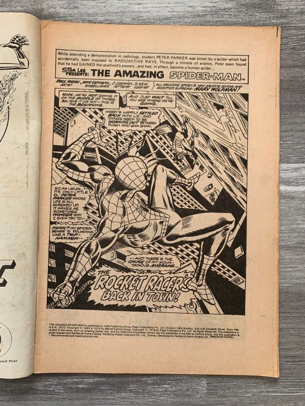 1978 THE AMAZING SPIDER-MAN #182 VG- 3.5 Ross Andru / Rocket Racer