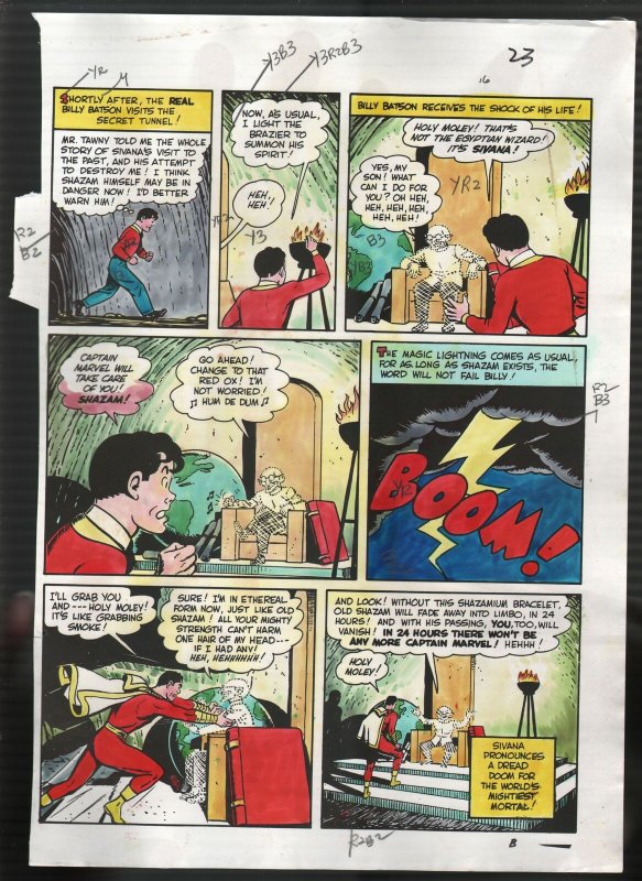 Hand Painted Color Guide-Capt Marvel-Shazam-C35-1975-DC-page 23-Batson-Sivana-G