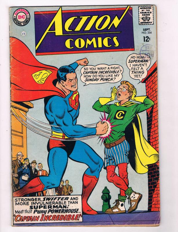 Action Comics #354 VG DC Comics Comic Book Superman Captain Incredible 1967 DE29