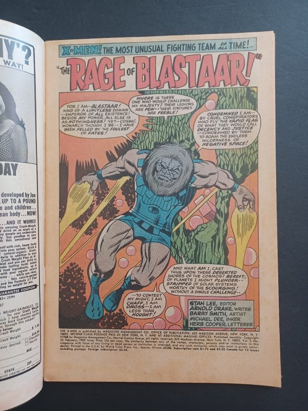 X-men #53 - 1stBarry Windsor Smith cover - 1969 - FN/VF