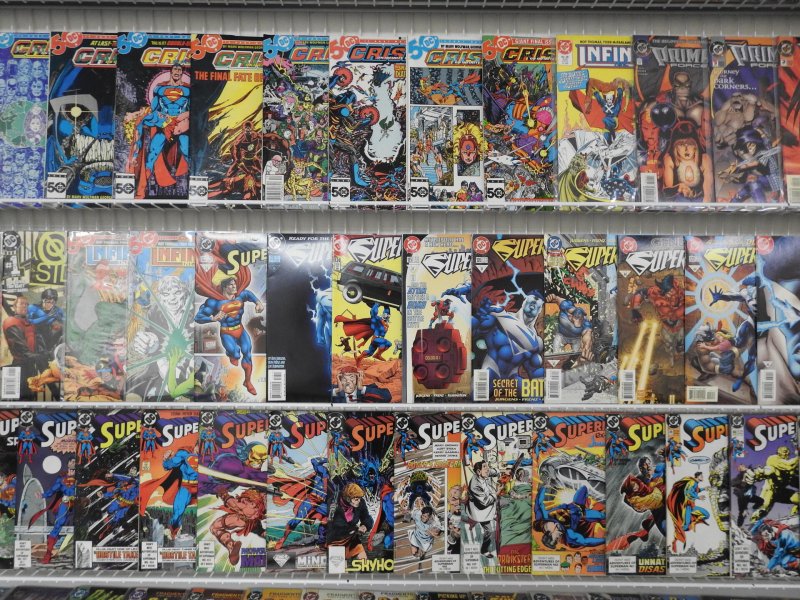 Huge Lot 180+ Comics W/ Superman, Impulse, Crisis Infinite Earths+ Avg VF Cond!