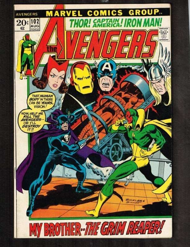 Avengers #102 ~ The Grimm Reaper! ~ 1972 (9.4) WH