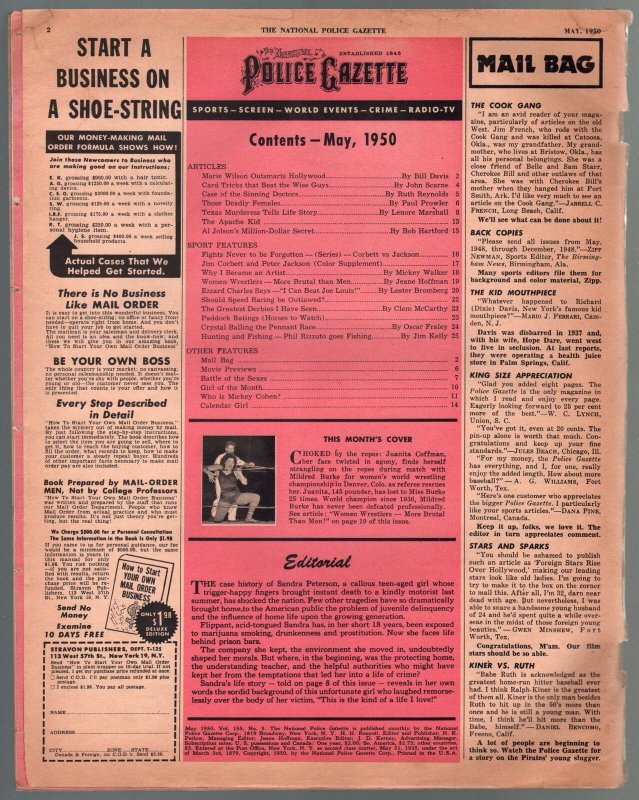Police Gazette 5/1950-women wrestlers-Al Jolson-Ezzard Charles-cheesecake-VG+