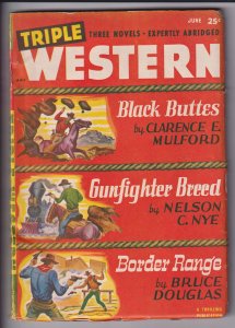 TRIPLE WESTERN V3N1 (Jun 1948) Nice VGF 5.0 bold cover colors! Supple pages.