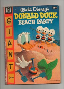 Dell Giant Donald Duck Beach Party #2 - Walt Disney - (Grade 2.5) 1955