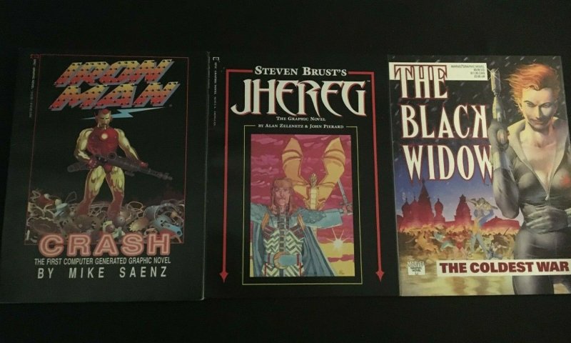 NINE MARVEL GRAPHIC NOVELS Iron Man, Black Widow, Hercules, Punisher