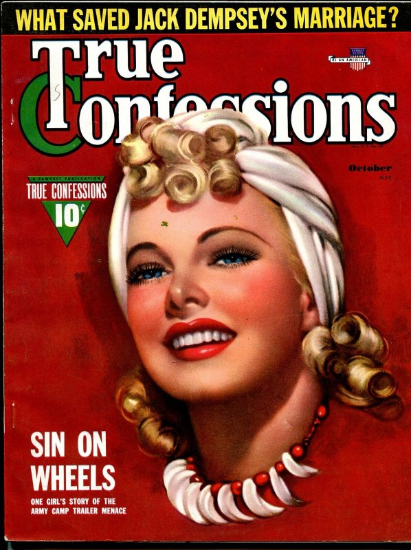 True Confessions 10/1941-Fawcett-Zoe Mozert pretty girl cover-Dempsey-pulp-VF