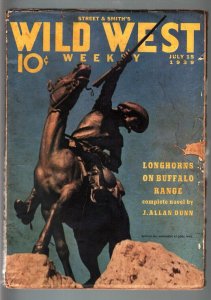 WILD WEST WEEKLY 7/15/1939-WESTERN PULP-PHOTO COVER G