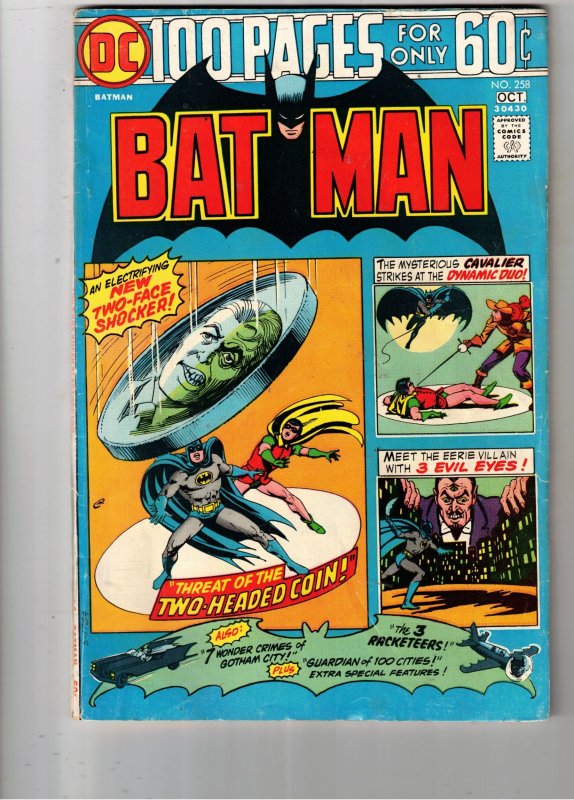 Batman #258 (1974) FN Mid-Grade 100 Pager Two-Face Key! Cavalier, Three Eyes Wow