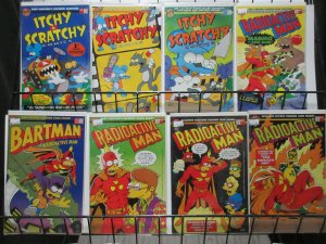 Simpsons Comics Bart's Heroes Lot of 8Diff Itchy Scratchy Radioactive Man!