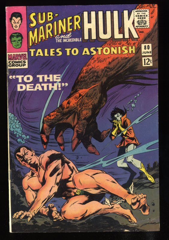 Tales To Astonish #80 FN/VF 7.0 White Pages Sub-Mariner and the Hulk!