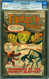 Fantastic Four #8 CGC Graded 2.5 1st appearance of the Puppet-Master and Alic...