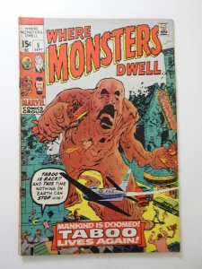 Where Monsters Dwell #5 (1970) VG Condition 1/2 in spine split