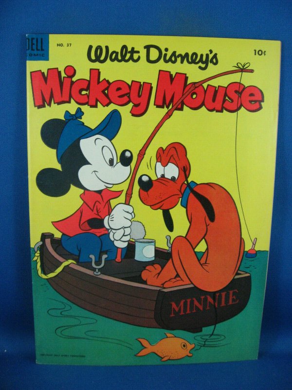 Mickey Mouse 37 VF NM Fishing Cover 1954 | Comic Books - Golden Age, Dell,  Mickey Mouse, Cartoon Character