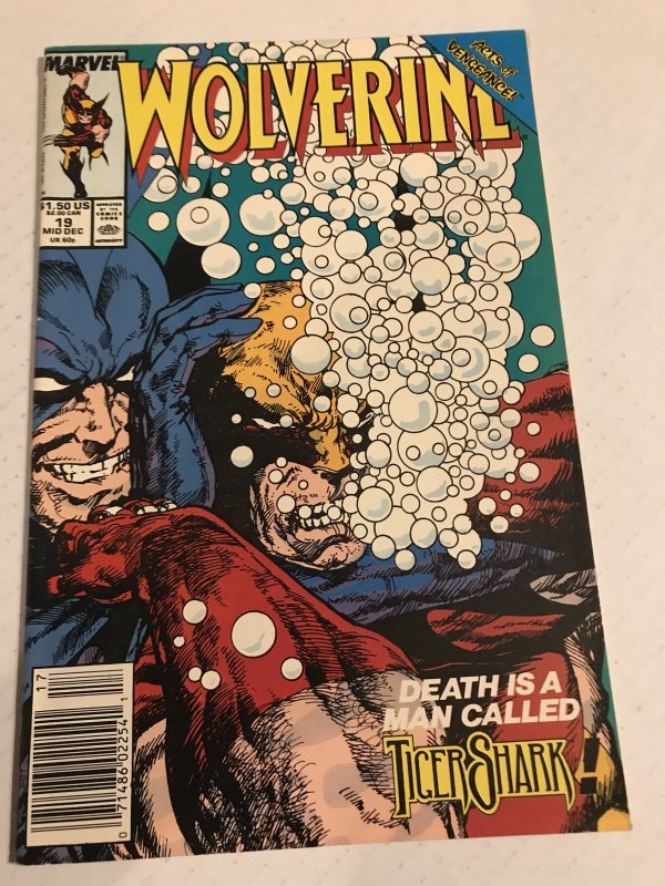 Wolverine #19 : Marvel 12/91 VF/NM; Newsstand Variant, Tiger Shark