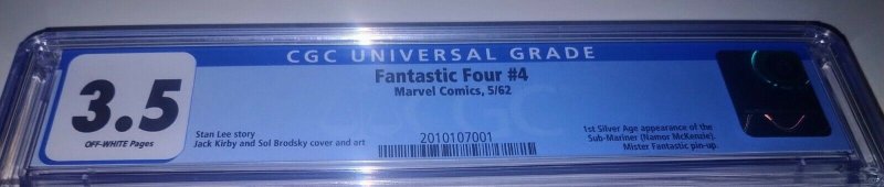 Fantastic Four 4 CGC 3.5 1st Sub-Mariner 