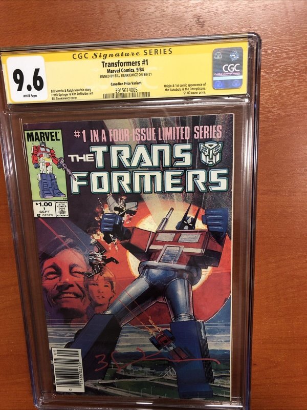 Transformers (1984)  # 1 (CGC 9.6 WP) Signed By Bill Sienkiewicz! | Canadian Cpv