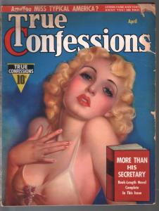 True Confessions 4/1937-Fawcett-pin-up girl-Zoe Mozert-Loretta Young-spicy-G