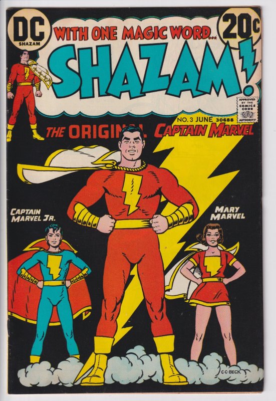 SHAZAM #3 (Jun 1973) VF 8.0 cream to white