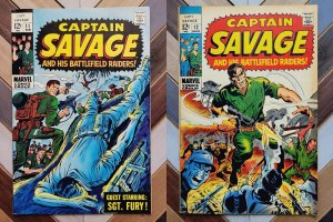 CAPT SAVAGE & BATTLEFIELD RAIDERS #11-12 FN+ (Marvel 1969) NICK FURY! Set of 2