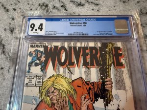 Wolverine # 10 CGC Graded 9.4 Marvel Comic Book 1989 Chris Claremont JH23