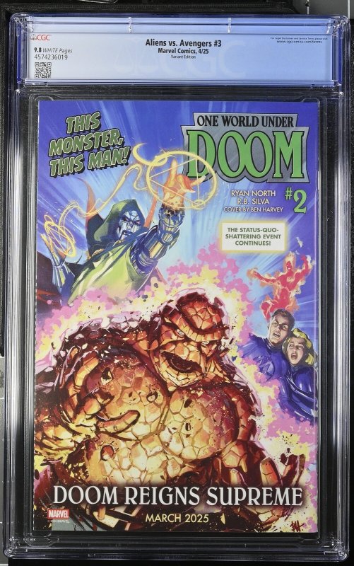 ALIENS VS AVENGERS #3 MARVEL 2025 PAOLO RIVERA VARIANT CGC 9.8 NM