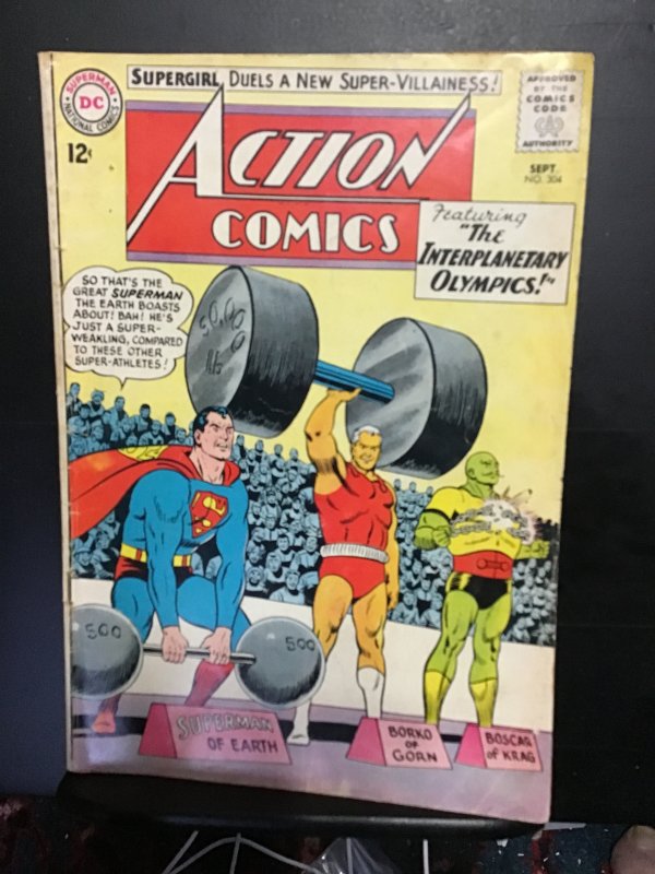 Action Comics #304  (1963) Olympics Black Flame vs. Supergirl! P. Zone criminals