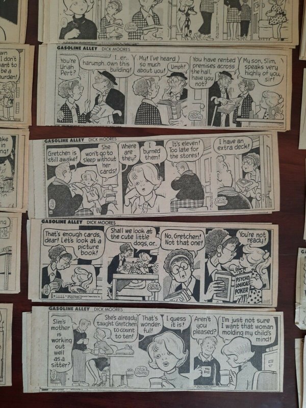 100X Gasoline Alley by Dick Moores 7 x 2.5 daily comic strips from 1980 1981 